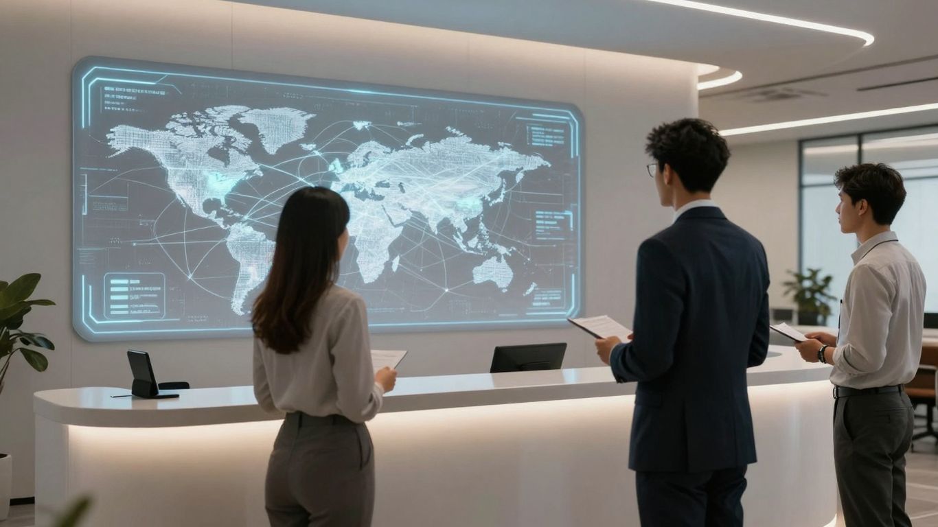 AI receptionist interface connecting global business communication