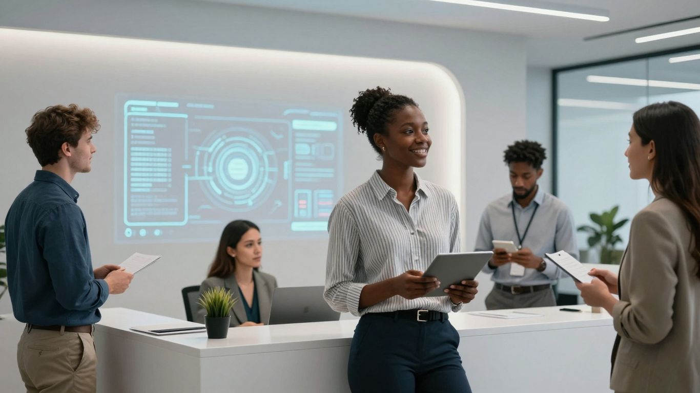 Multilingual AI receptionist in a law firm setting.