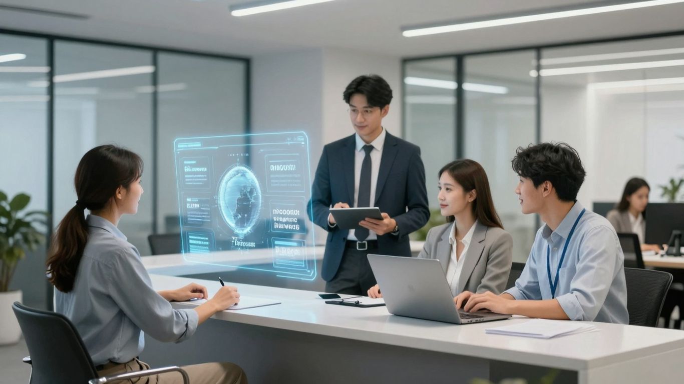 AI receptionist interface with global language options