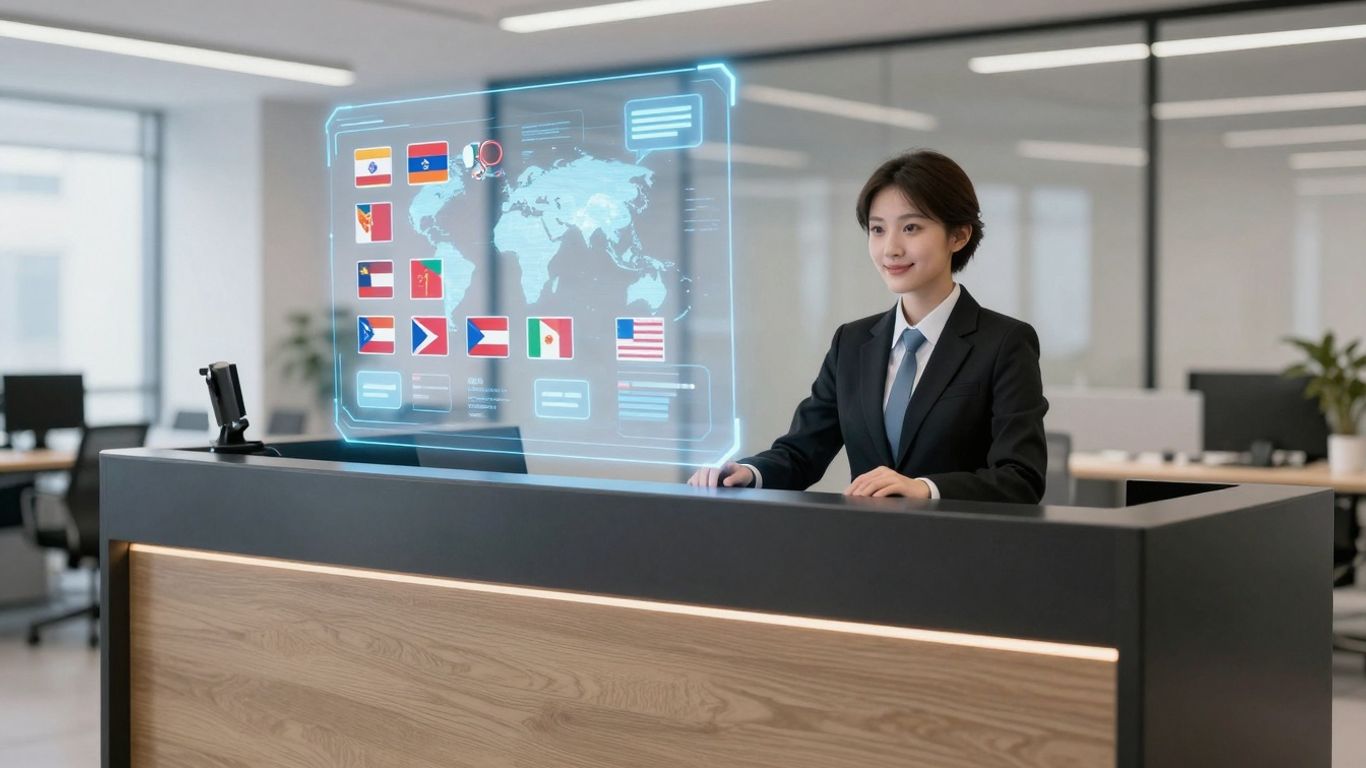 AI receptionist assisting with multilingual communication