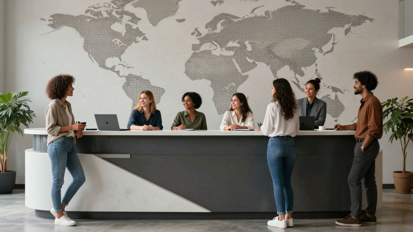 People connecting globally with AI receptionist.