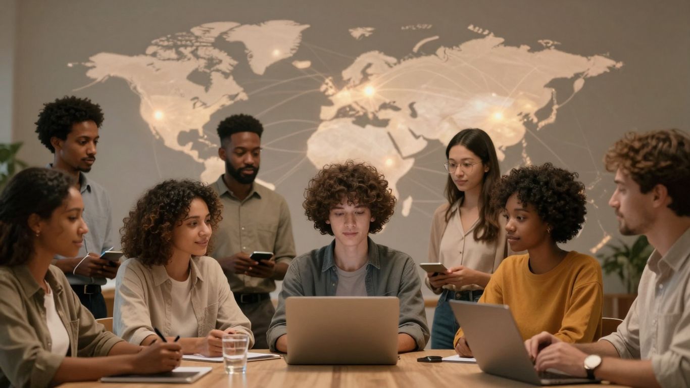 Global communication facilitated by AI receptionist technology.