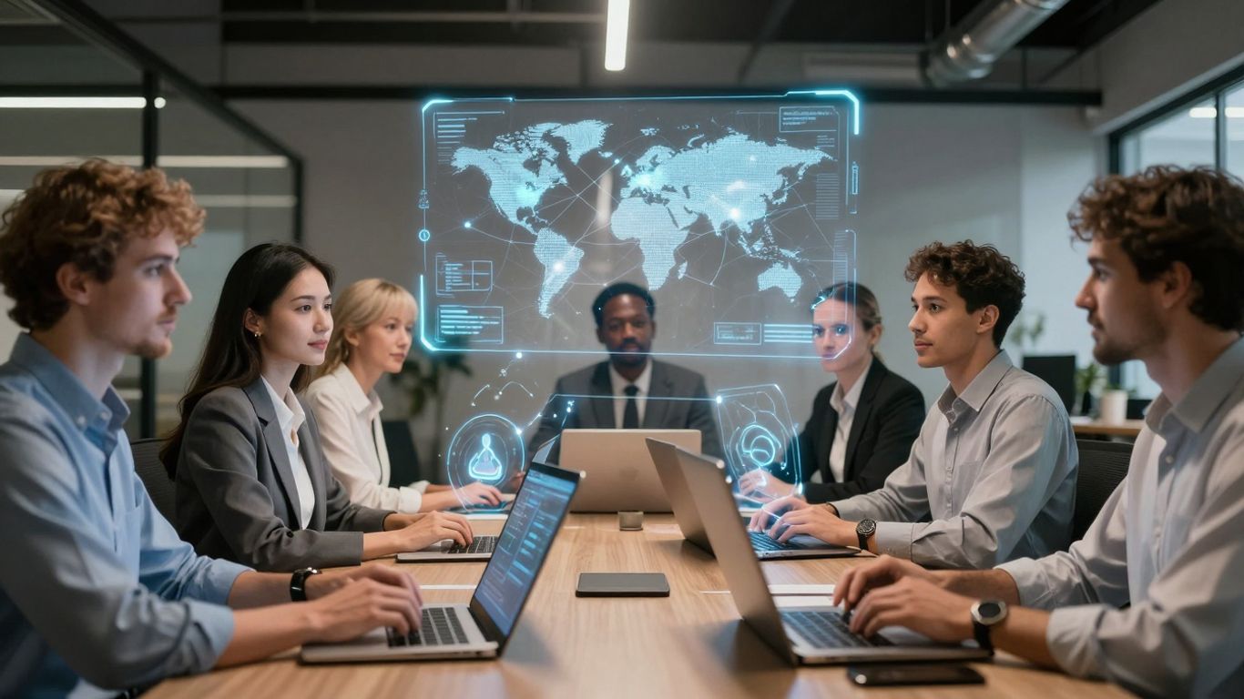 AI receptionist connecting global businesses visually.