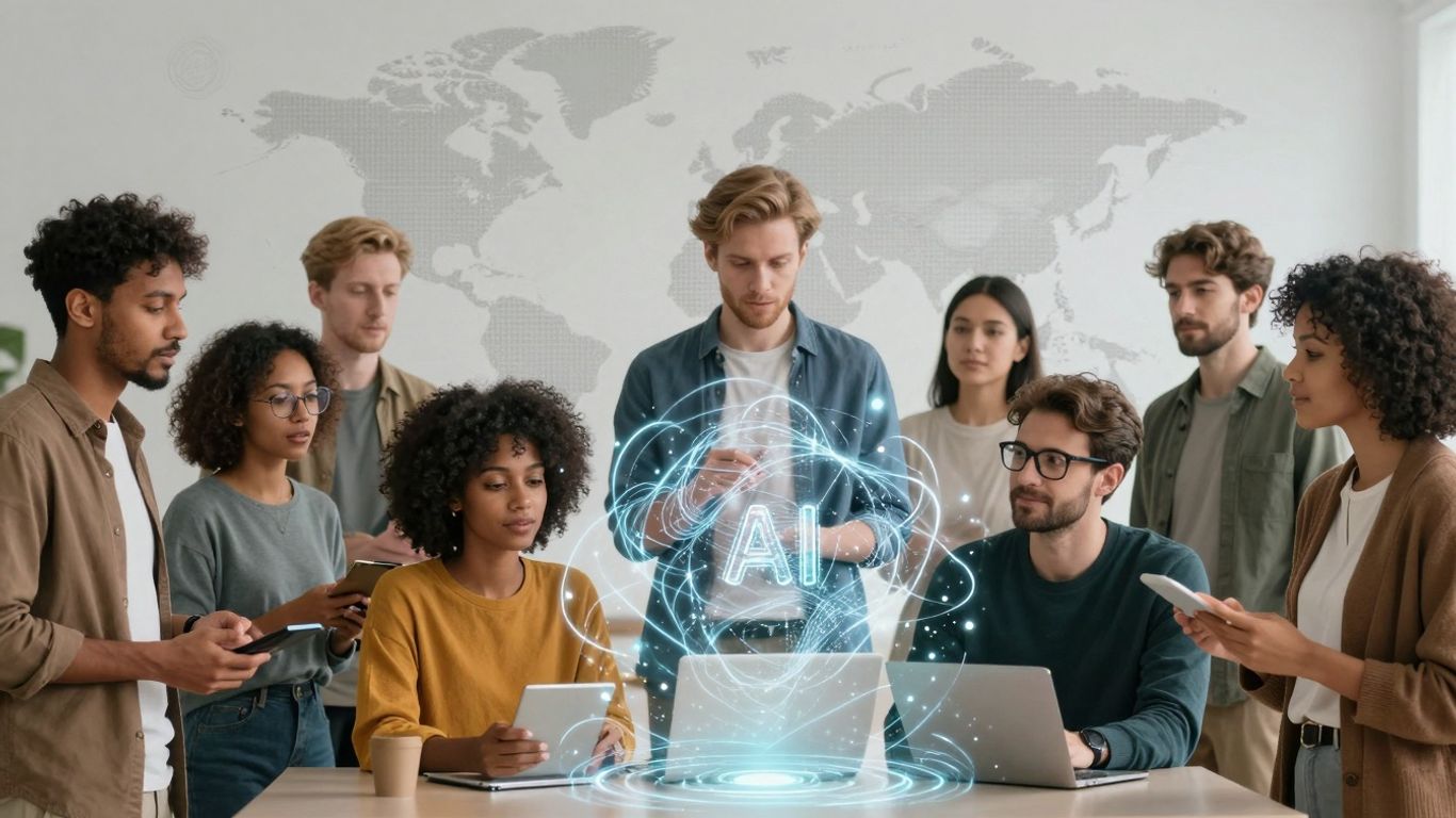 AI receptionist connecting global callers with diverse people.