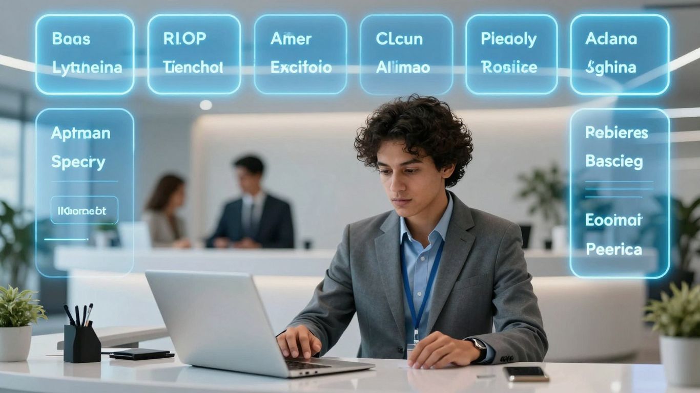 AI receptionist interface with multiple language options.