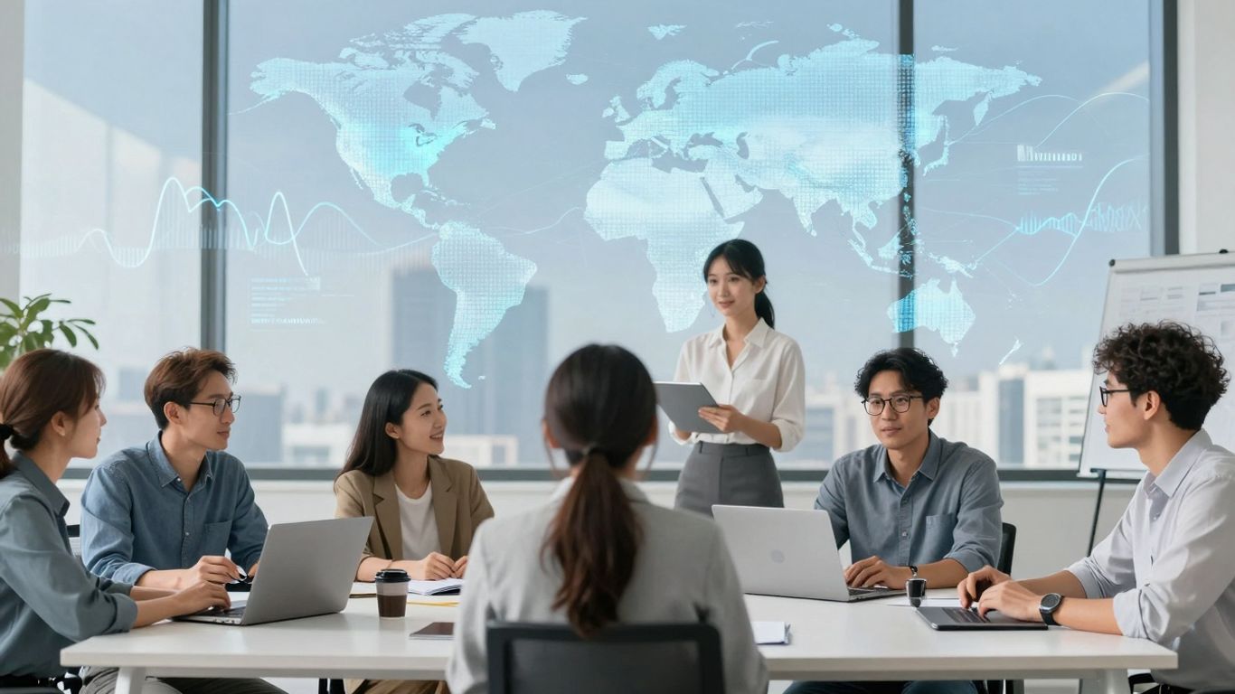 Global communication with AI receptionist features.