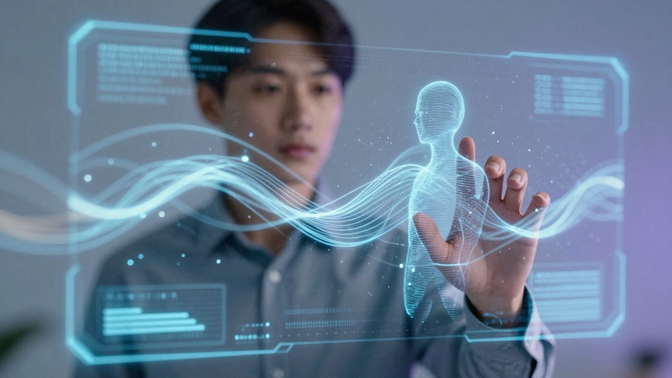 AI sales assistant interacting with digital interface.