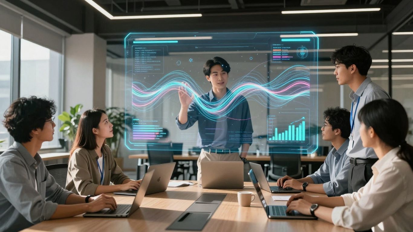 AI sales assistant interface with data visualizations.