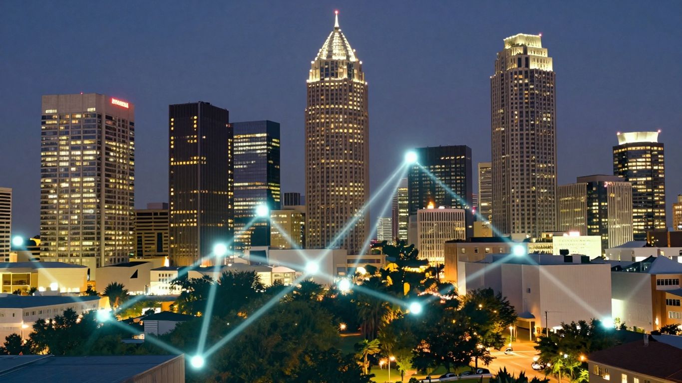 Atlanta cityscape with AI data connections