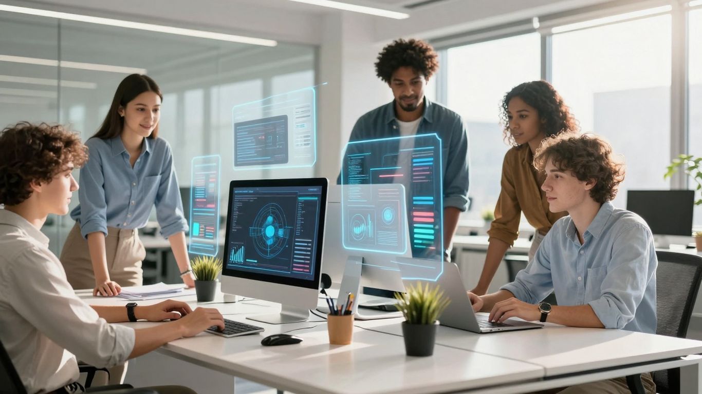 AI scheduler streamlines sales conversations with futuristic interface.