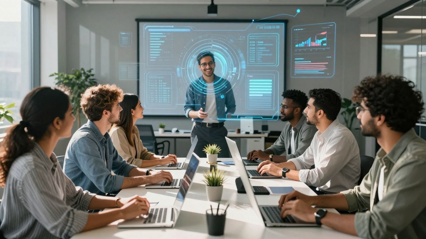 Team working on AI lead generation strategy for 2025.