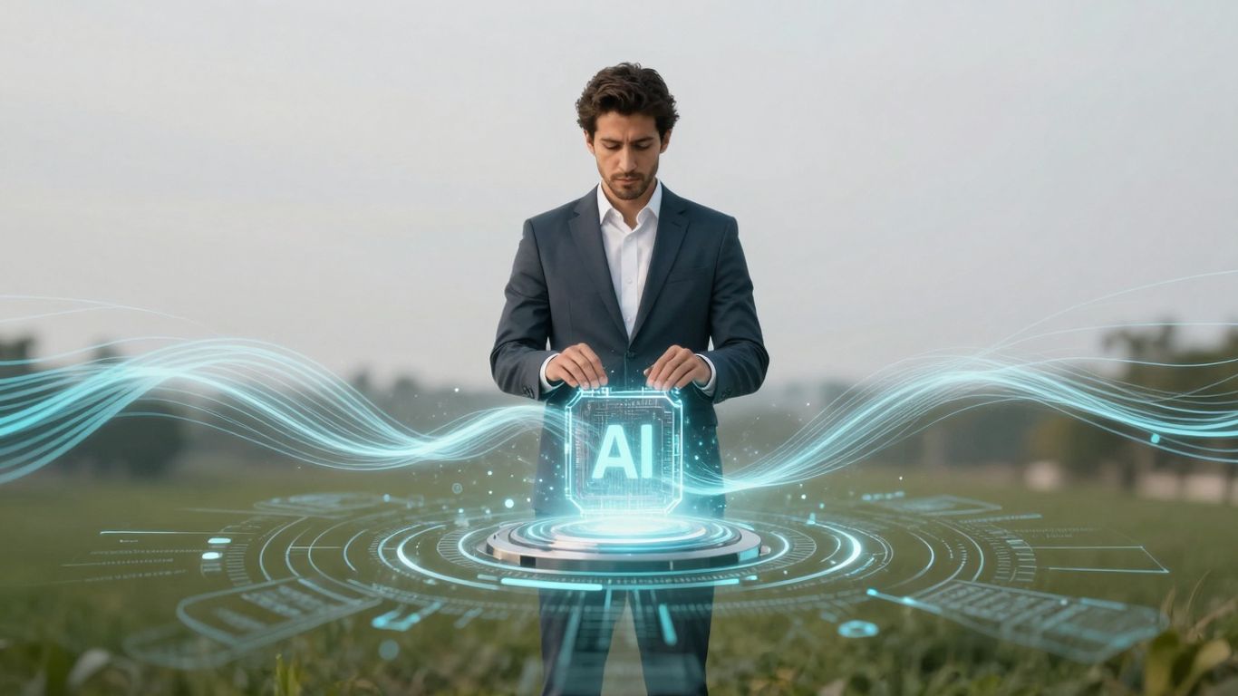 AI lead management tool interface with data streams