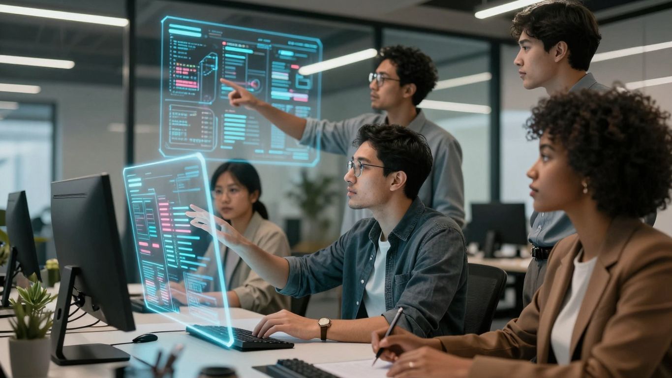 AI and human team collaborating on sales strategies.