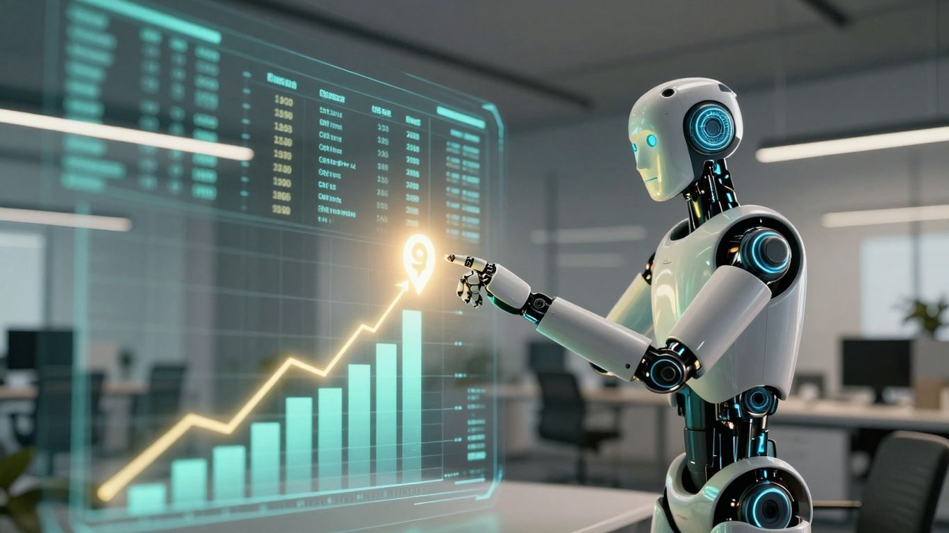 AI lead management software interface with data streams.