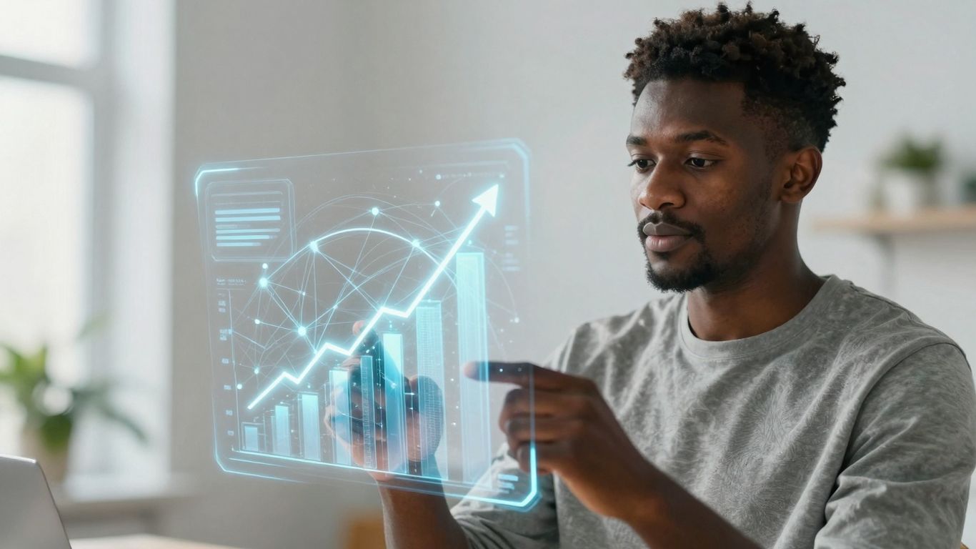 AI lead management system interface with glowing connections.