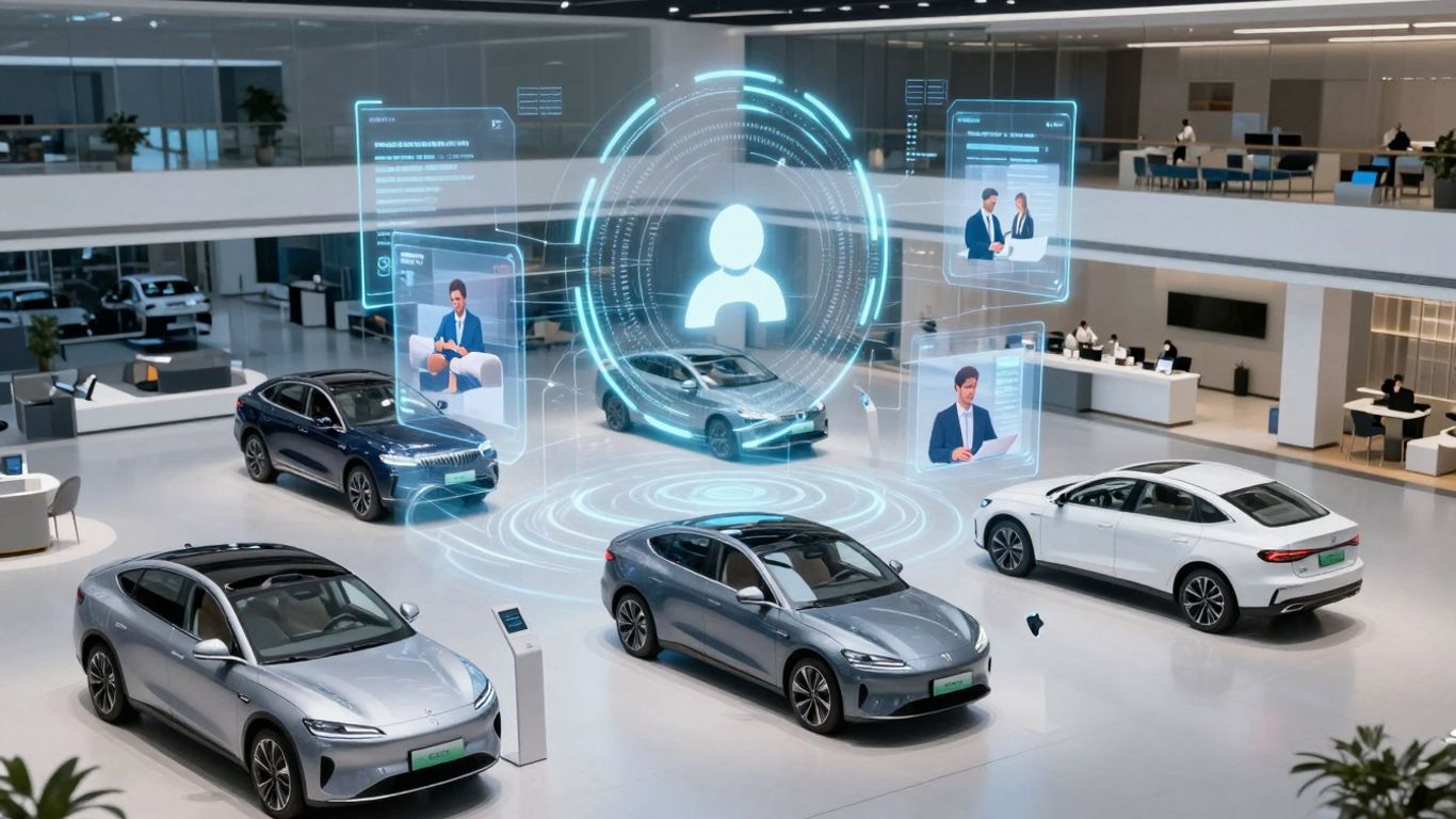 AI enhancing car dealership lead management visuals.