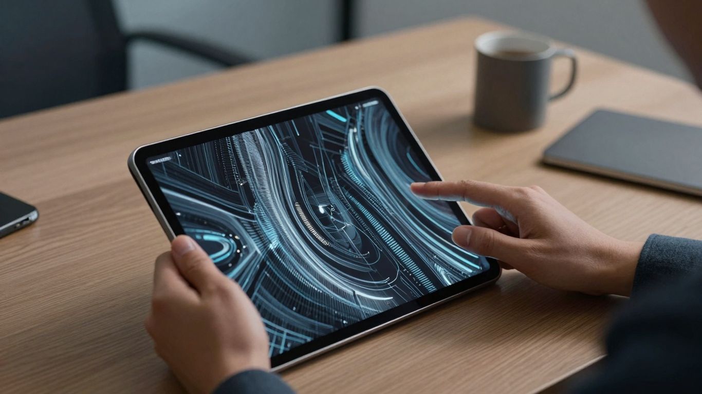 AI property management tools interface on a tablet.