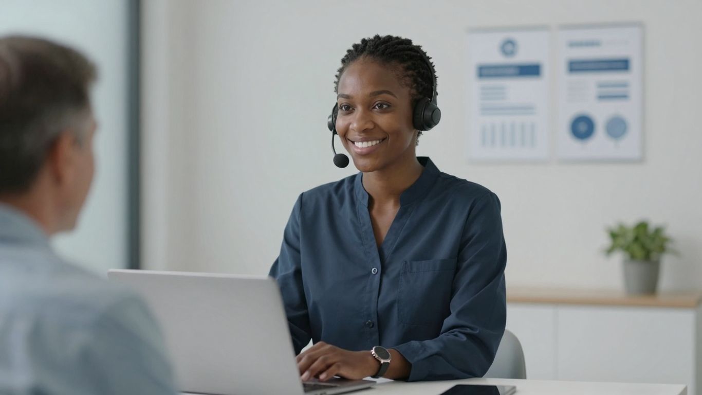 HIPAA compliant virtual receptionist assisting a patient securely.