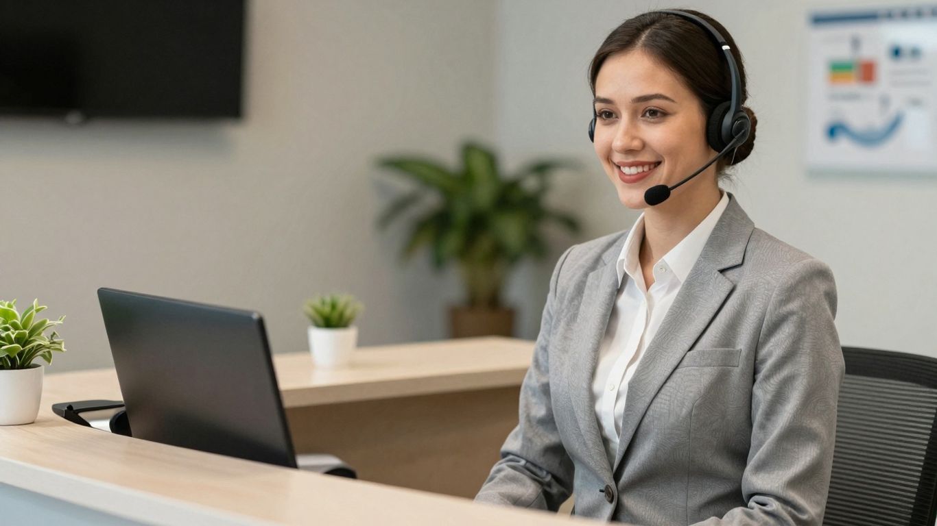 HIPAA-compliant receptionist service in a modern office.