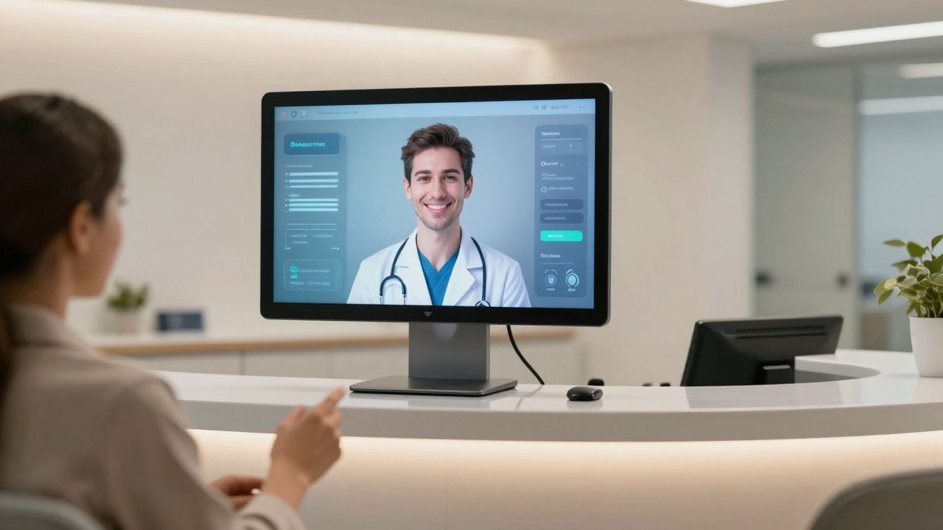 AI receptionist interface in a medical setting.
