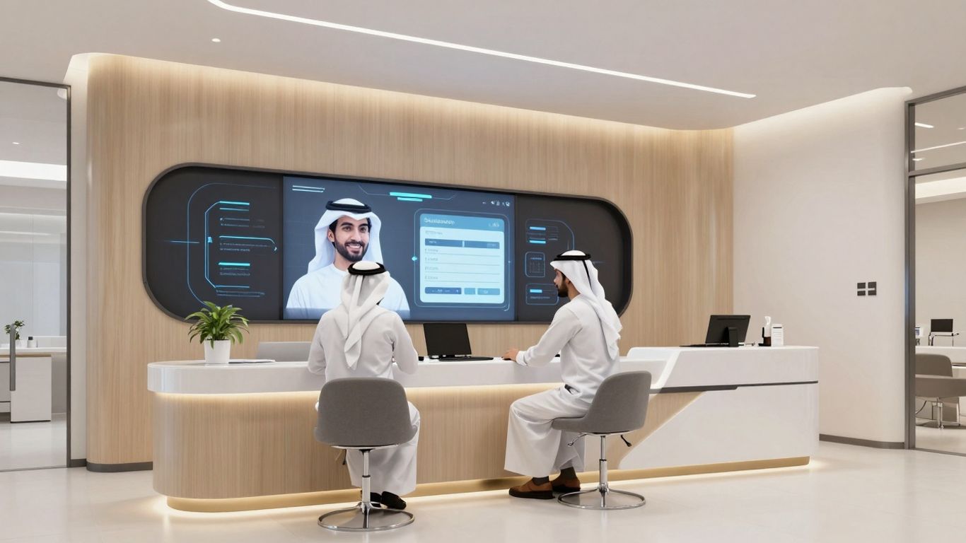 AI receptionist in a modern dental office.