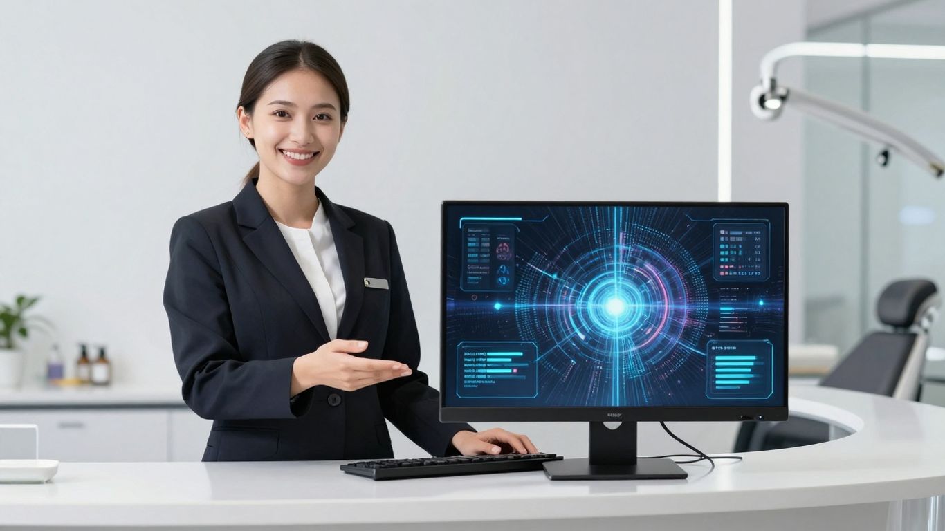 Virtual receptionist and AI dental interface comparison.