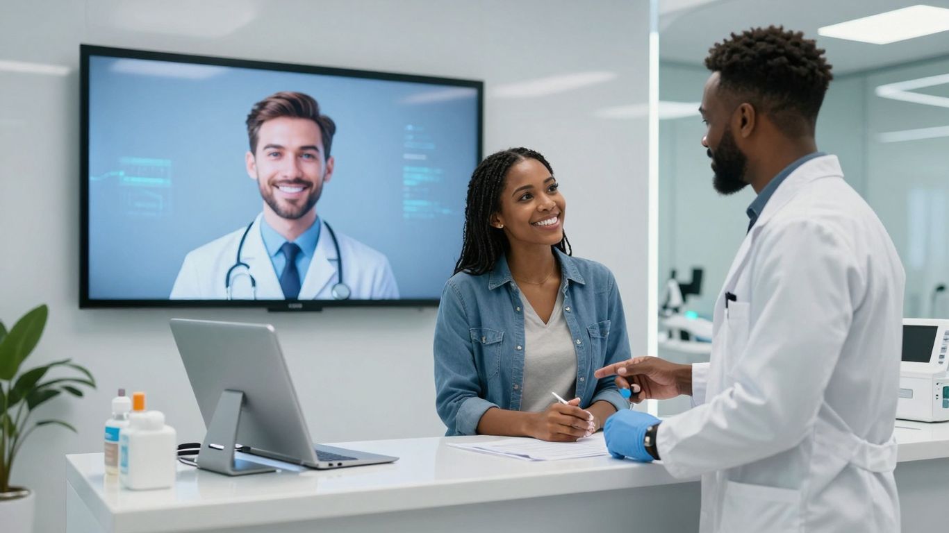 Arini AI dental receptionist interface in a modern clinic.