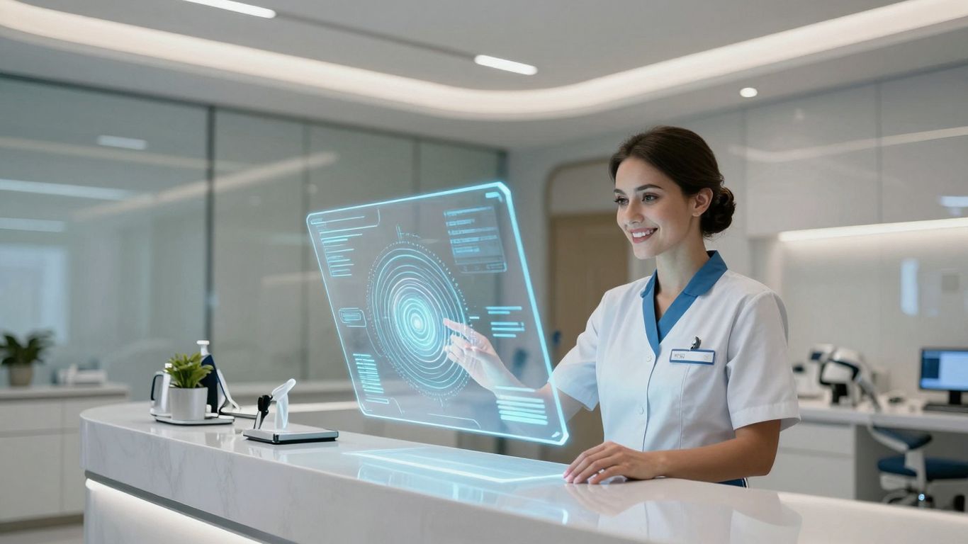 Dental AI receptionist interface glowing