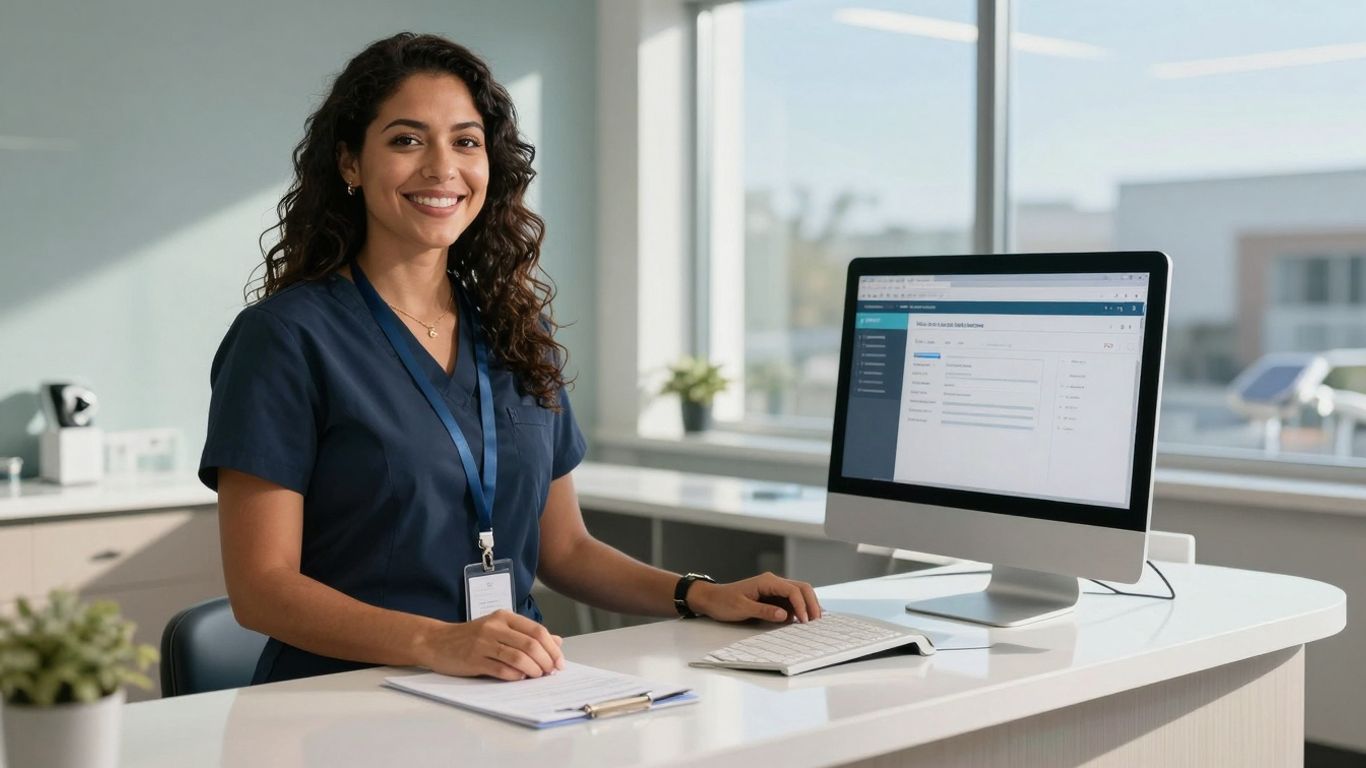 Dental office reception with AI assistant