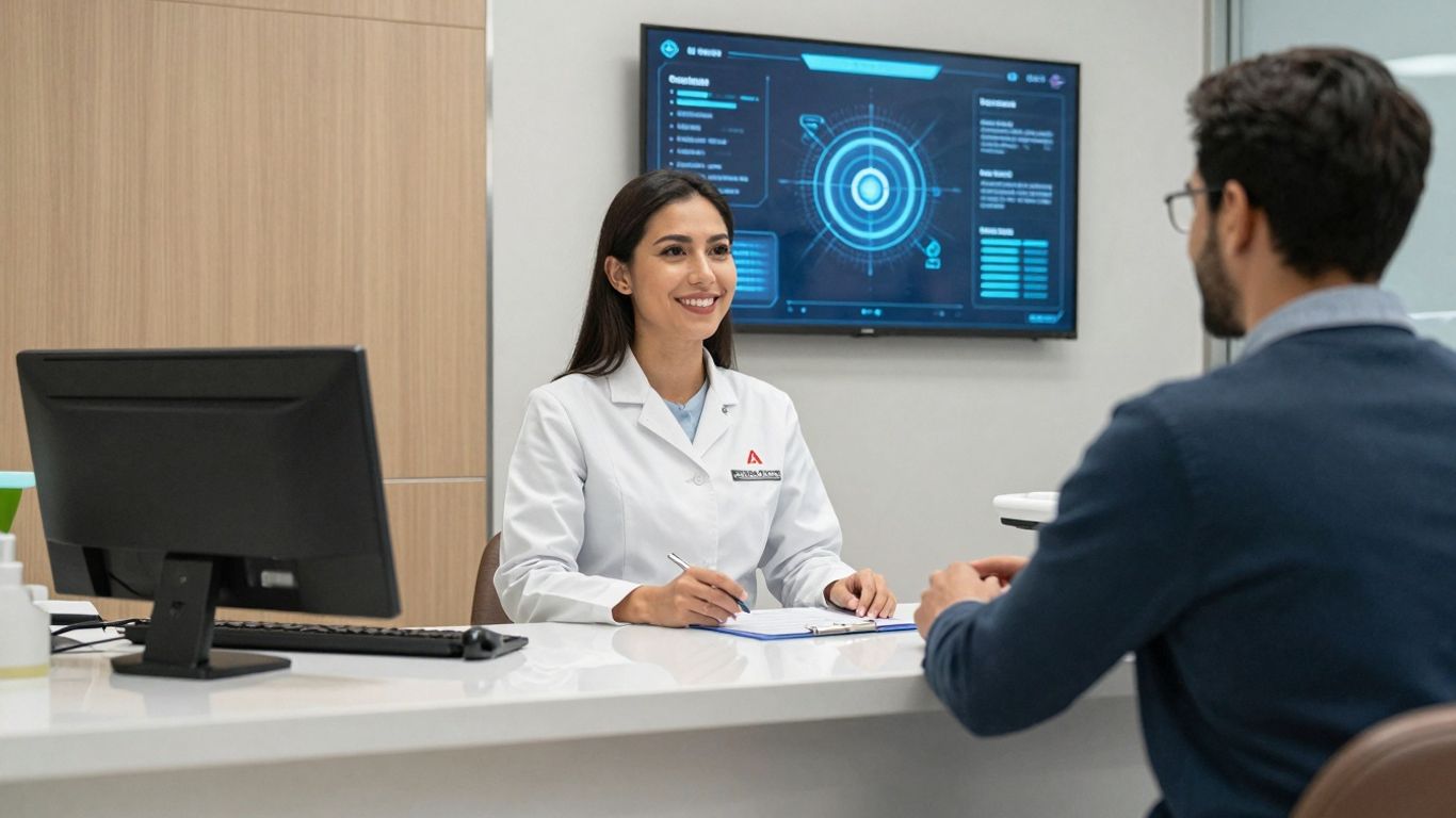 Dental office reception with AI technology