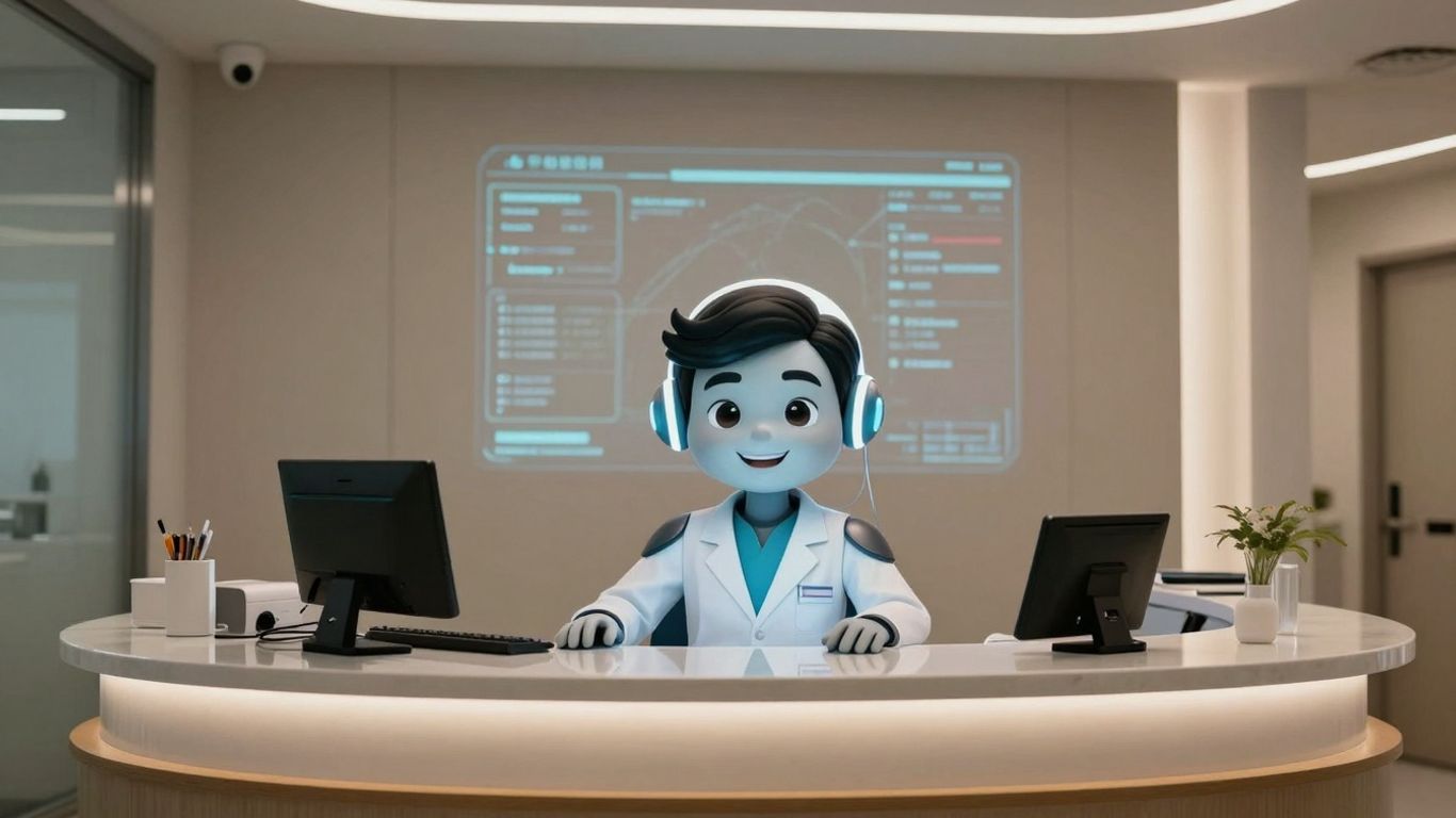 AI receptionist assisting in a modern dental office.