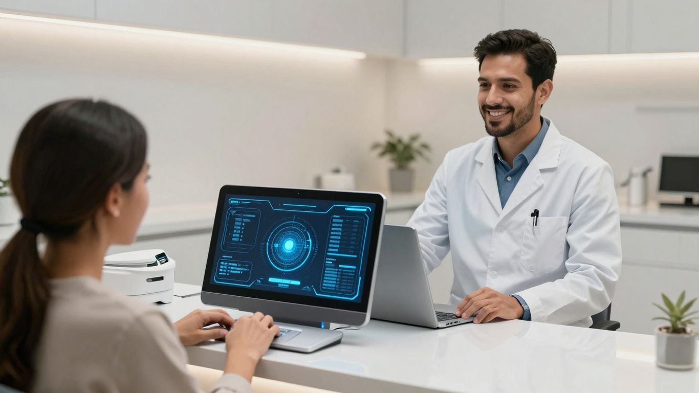 AI receptionist in a modern dental office