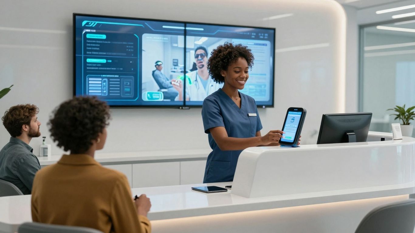 AI receptionist interface in a dental clinic.