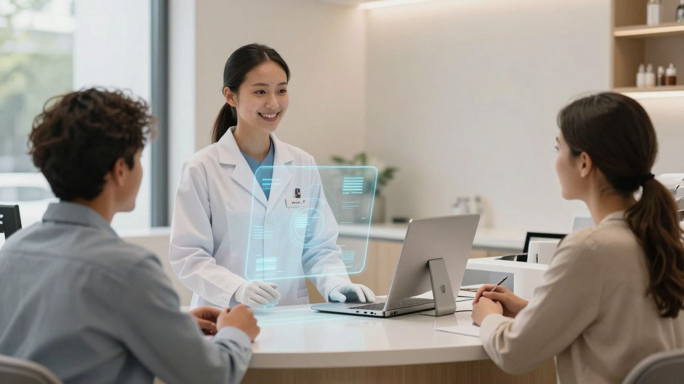 AI receptionist assisting patient in dental office