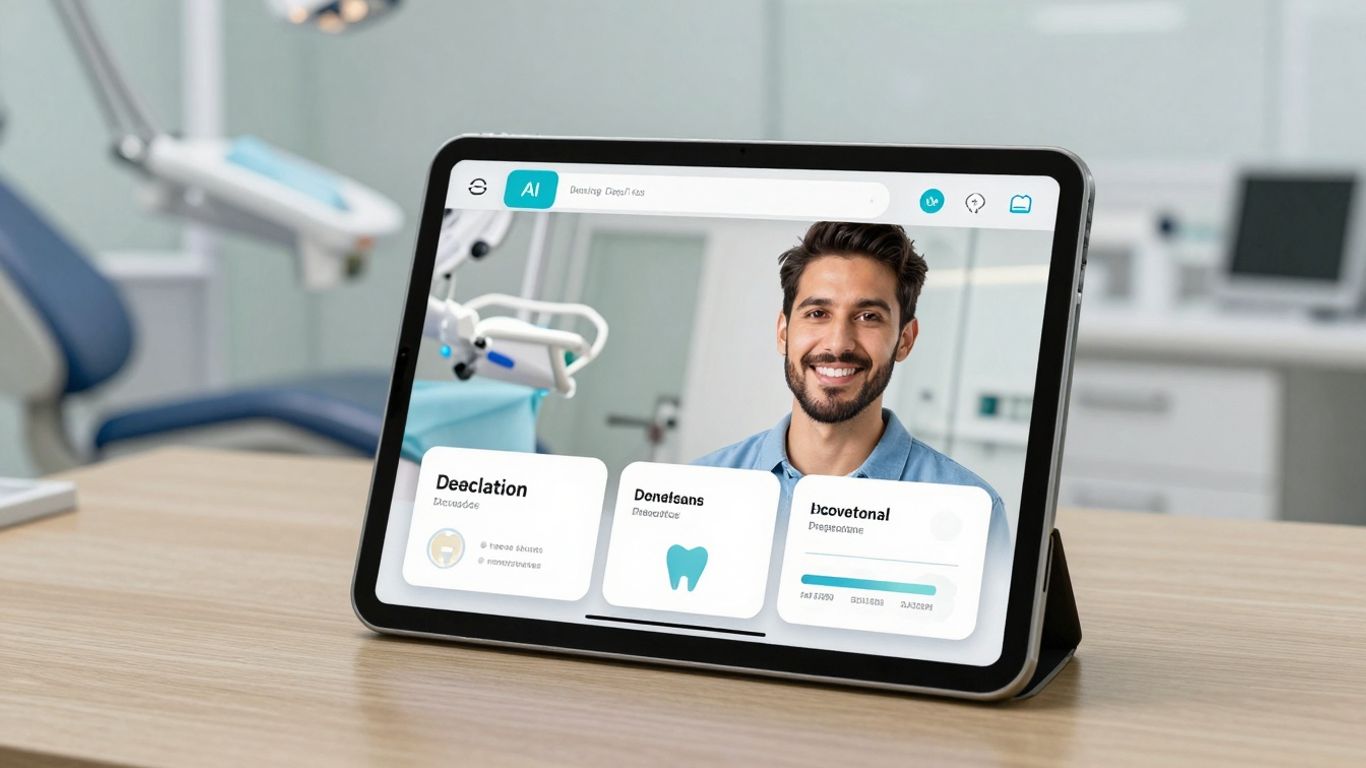 AI interface on a tablet in a dental office.