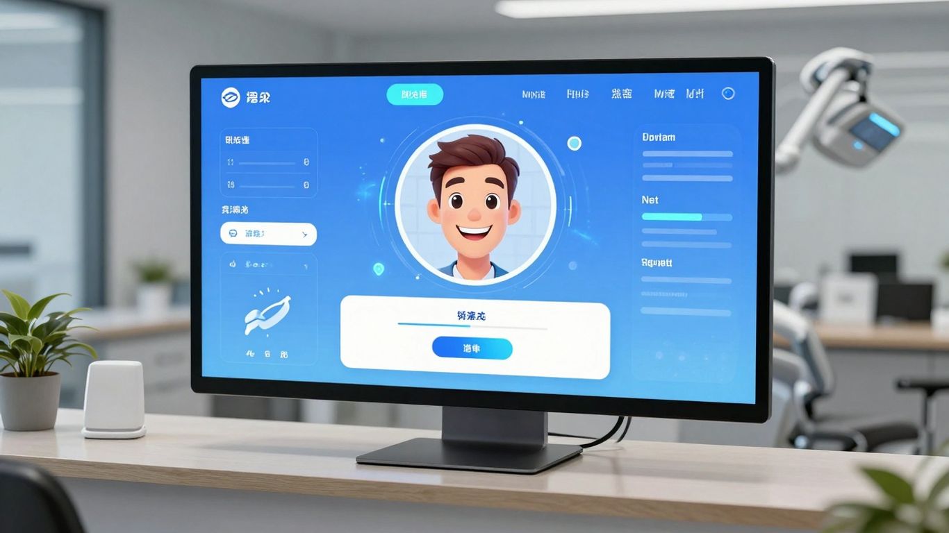 AI receptionist interface in a dental office.