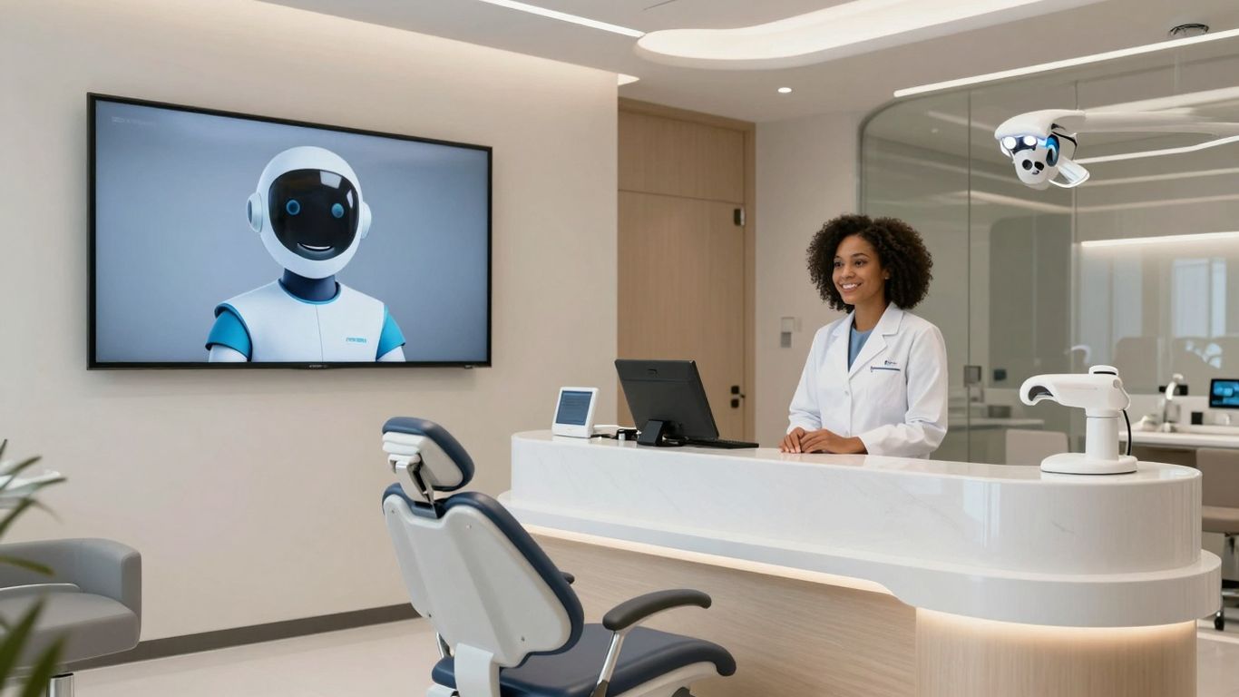 AI receptionist in a modern dental office