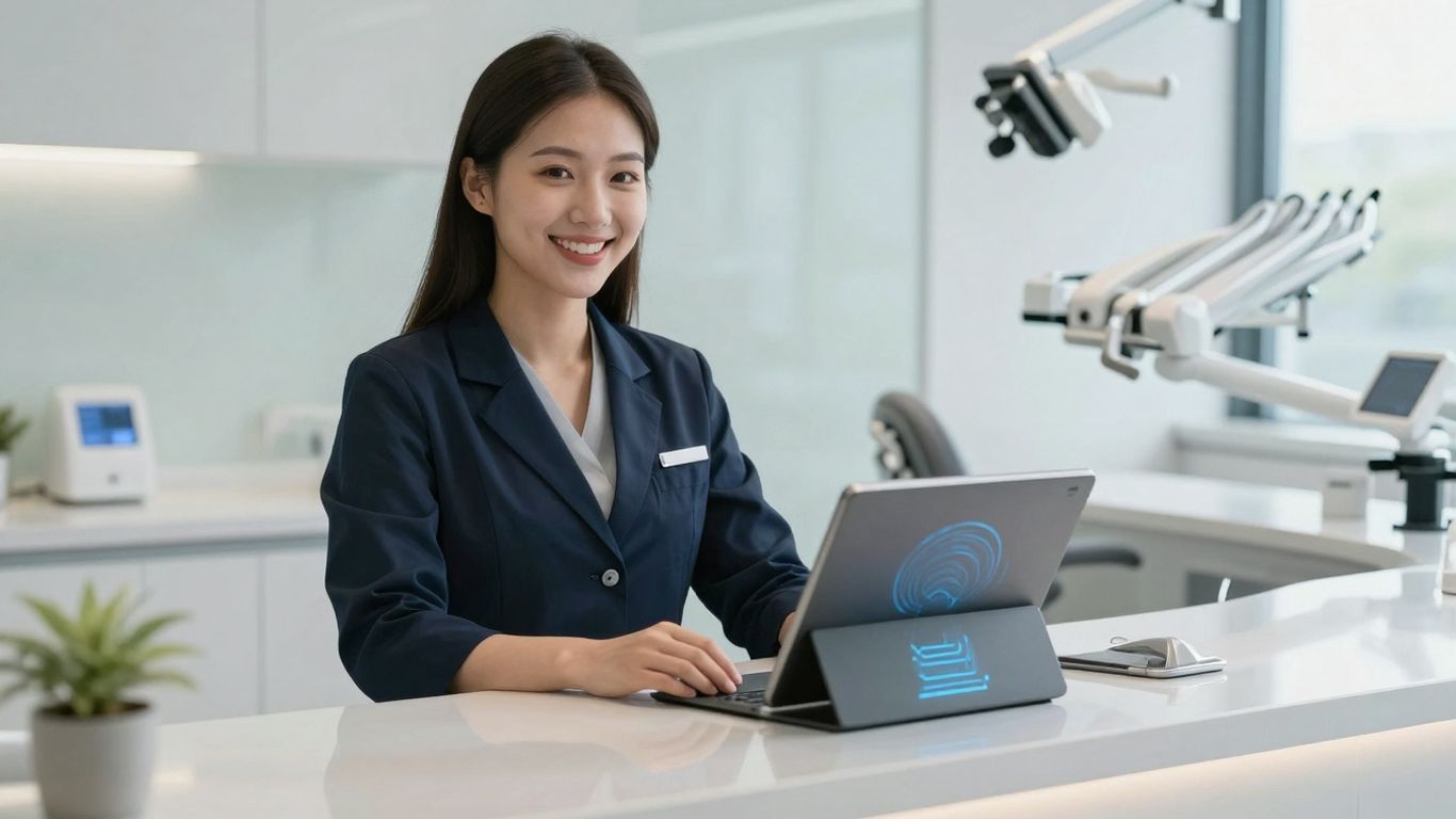 Dental office reception with AI technology