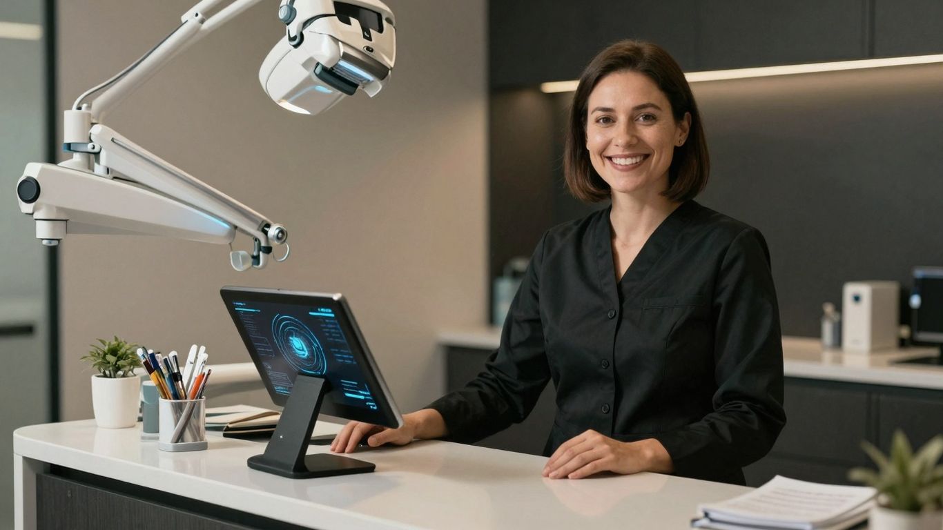 Dental office reception with AI technology