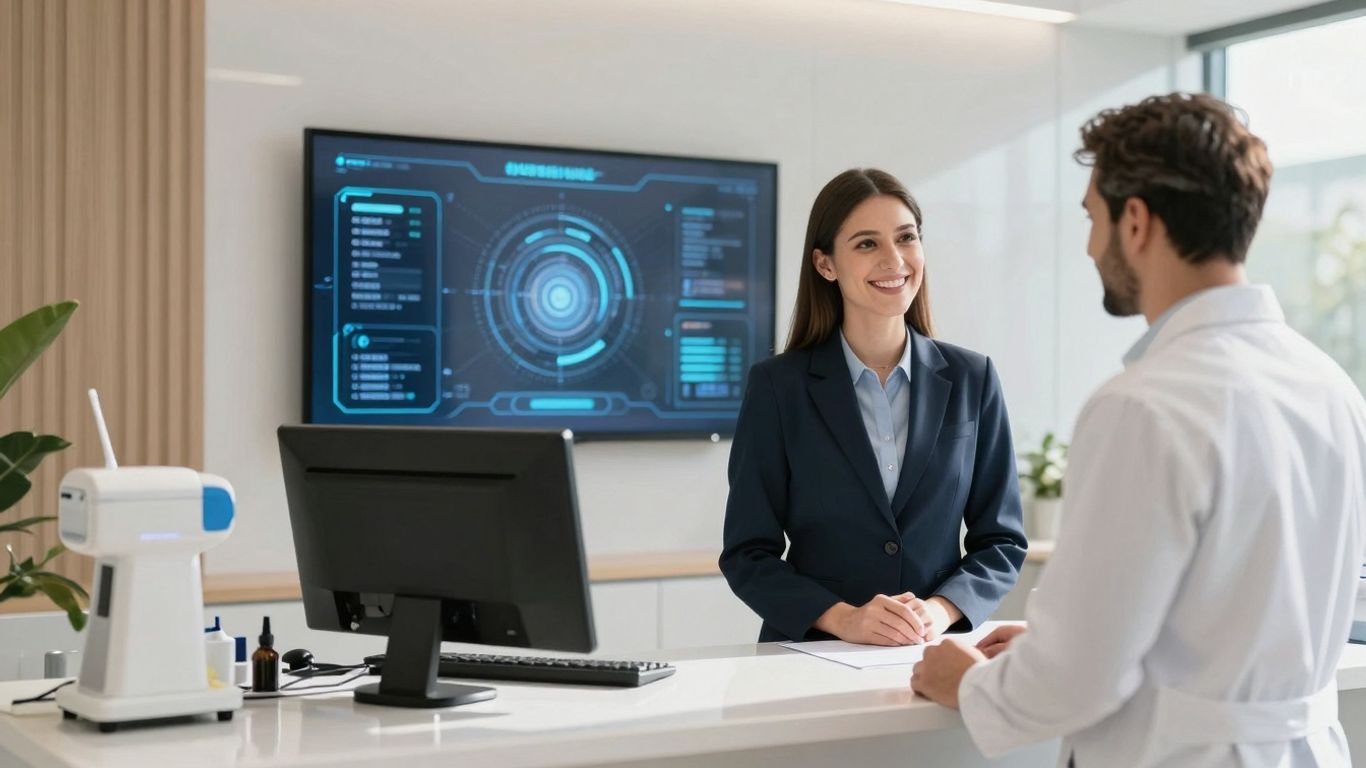 Dental office reception with AI technology