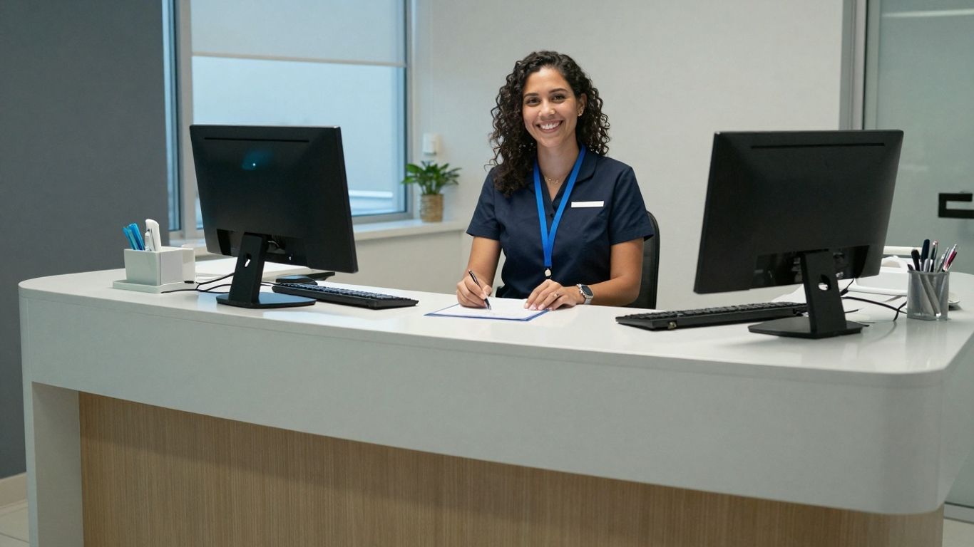 Dental office reception with AI technology