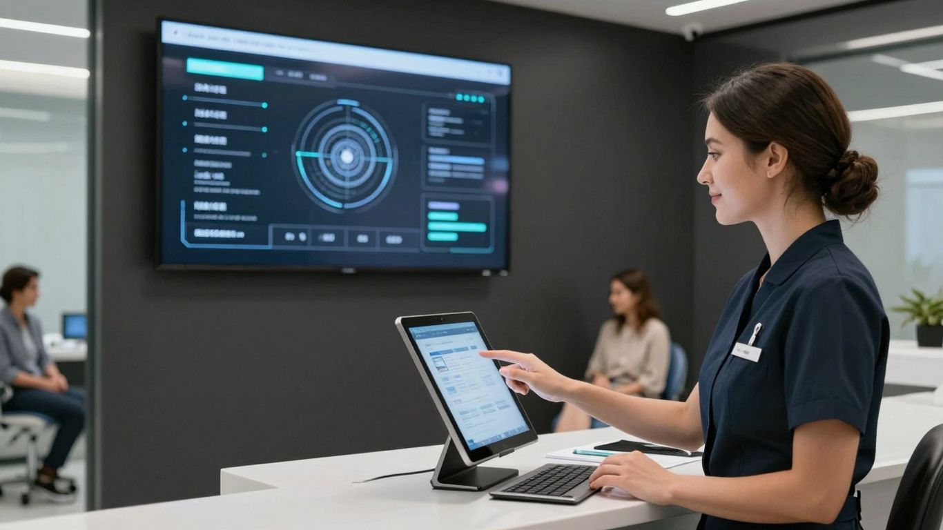 AI receptionist interface in a dental office