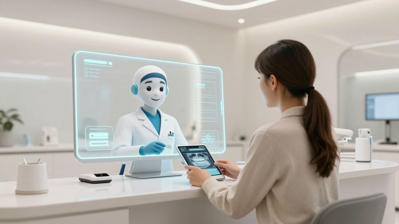 AI receptionist interface in a dental office.