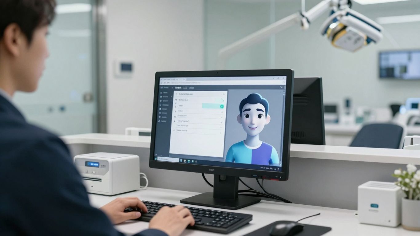 AI receptionist interface in a dental office