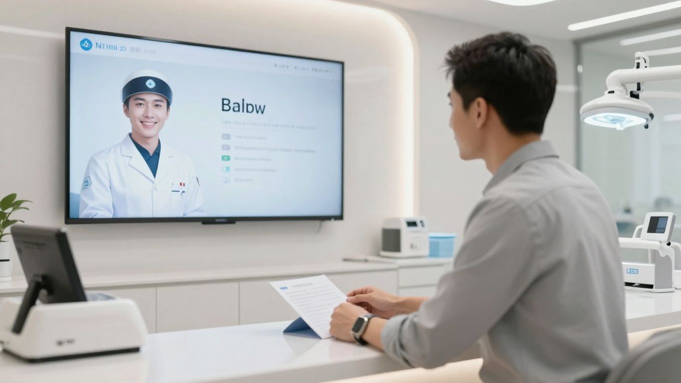 AI receptionist helping patient in dental office