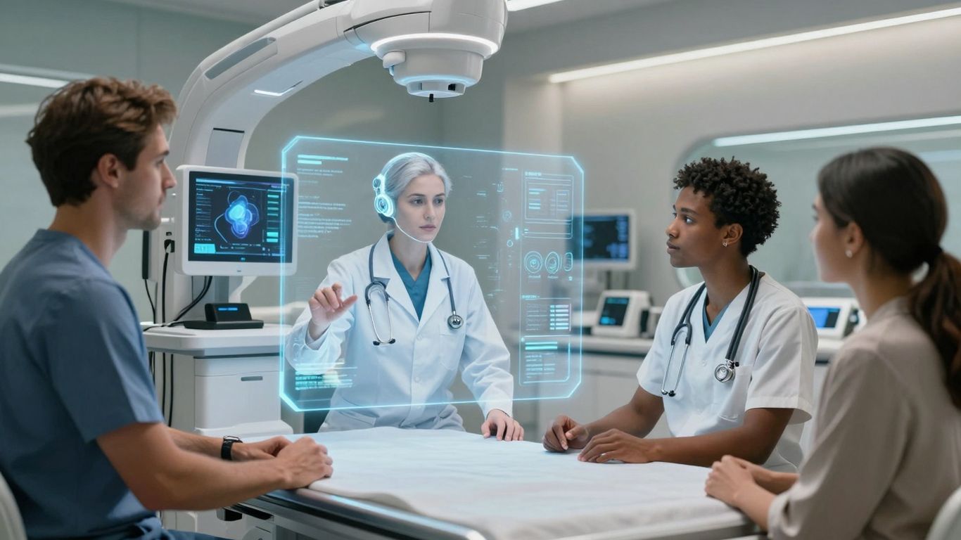 AI healthcare voice assistant assisting a patient.