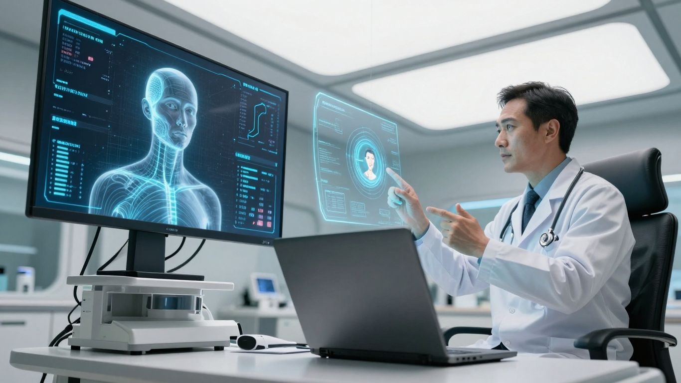Doctor using advanced AI for patient care