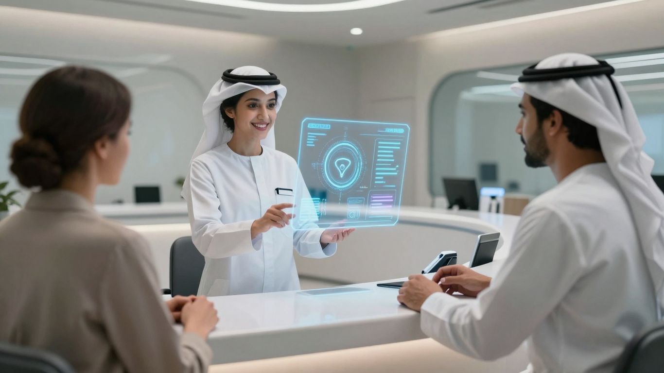 AI receptionist in a modern healthcare setting