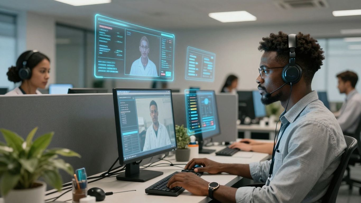 AI voice technology in a healthcare call center.