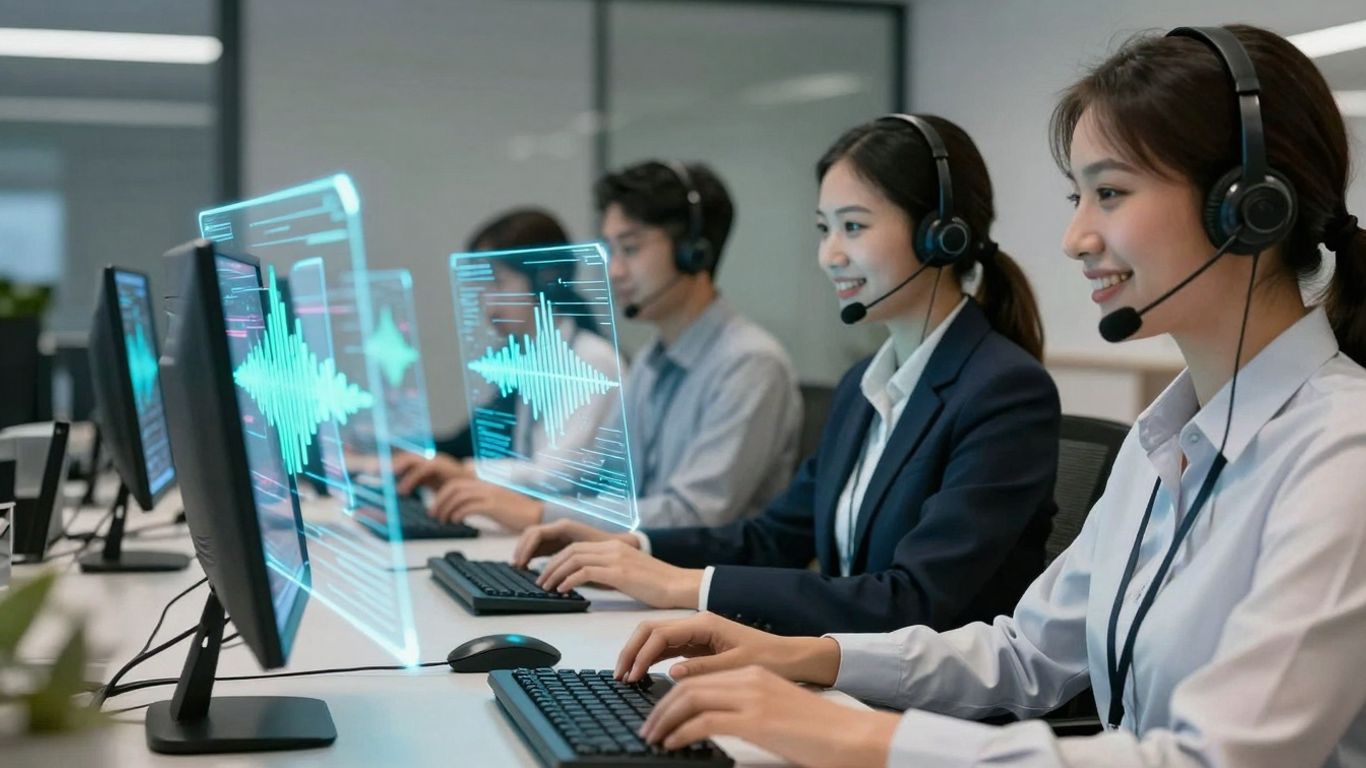 Call center agents using AI voice technology